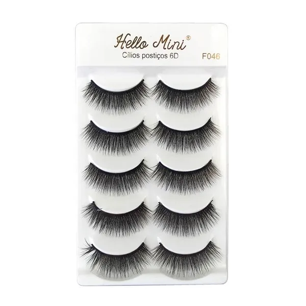 Caixa 05 Pares de Cílios Postiços 6D F046 Hello Mini