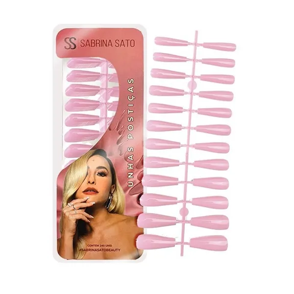 Unhas Postiças Rosa Claro 240 Unidades
