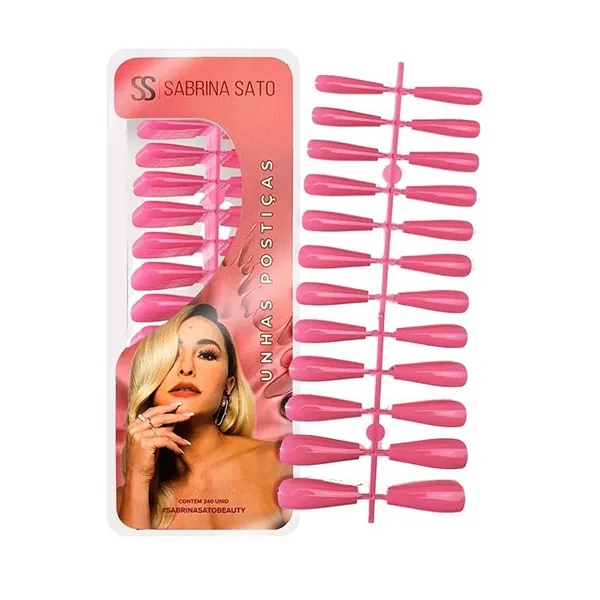 Unhas Postiças Rosa Médio 240 Unidades