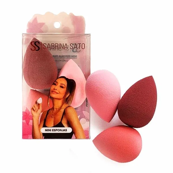 Kit com 3 Mini Esponjas Gota para Maquiagem