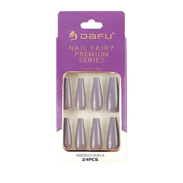 Unha Postiça Cinza Bailarina Adesiva 24 pçs