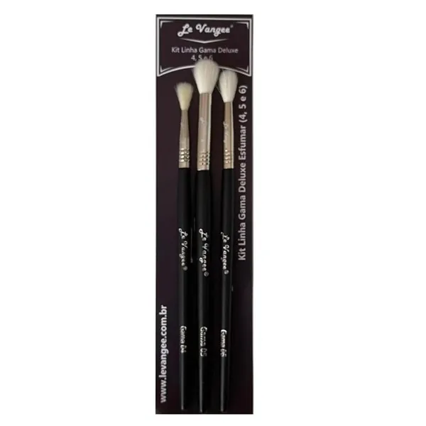 Kit com 03 Pincéis Profissionais para Esfumar (4,5 e 6) Linha Gama Deluxe Le Vangee