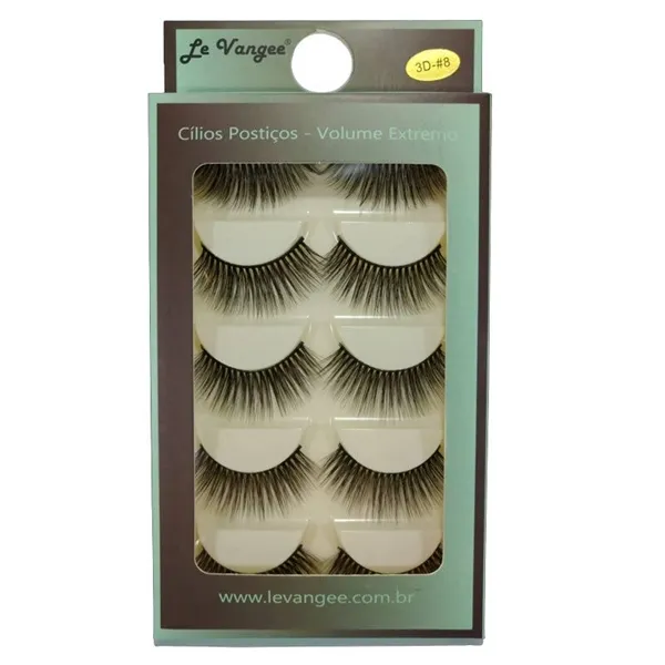 Caixa c/ 05 Pares de Cílios Postiços Volume Extremo 3D-#8 Le Vangee