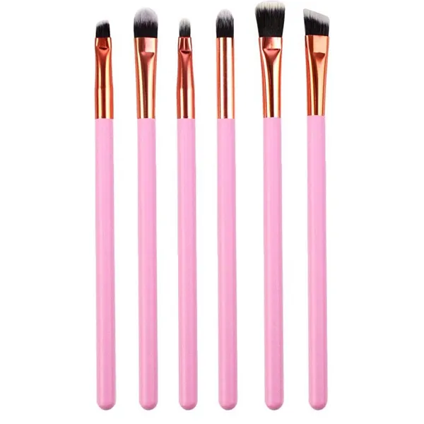 Kit com 06 Pincéis Rosa para Maquiagem Ruby Anjo