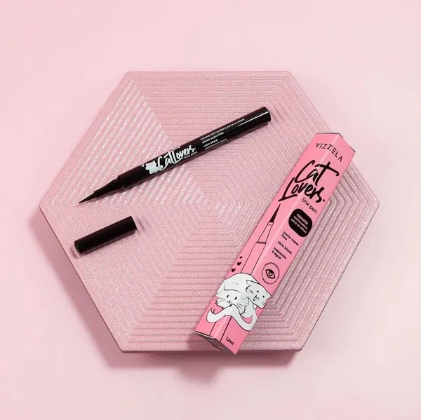 Caneta Delineadora Preta Vizzela Line Pen Ponteira Super Fina Cat Lovers Ultra Black 1,2ml