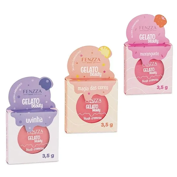 Kit com 3 Blushes Cremosos Gelato Beauty Fenzza