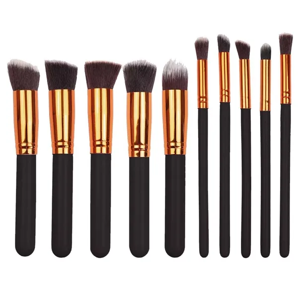 Kit com 10 Pincéis Kabuki e de Precisão Preto