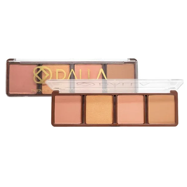 Paleta de Blush, Iluminador e Contorno Elegance Dalla Makeup 14g