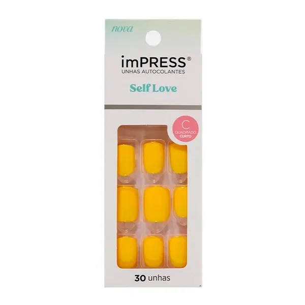 Unhas Postiças Quadrado Curto Caution Impress Kiss New York