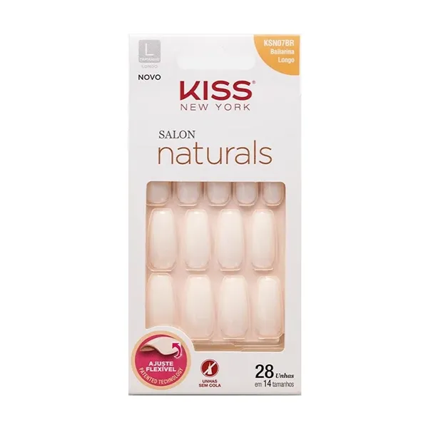 Unha Postiça Salon Naturals Bailarina Longo Kiss New York