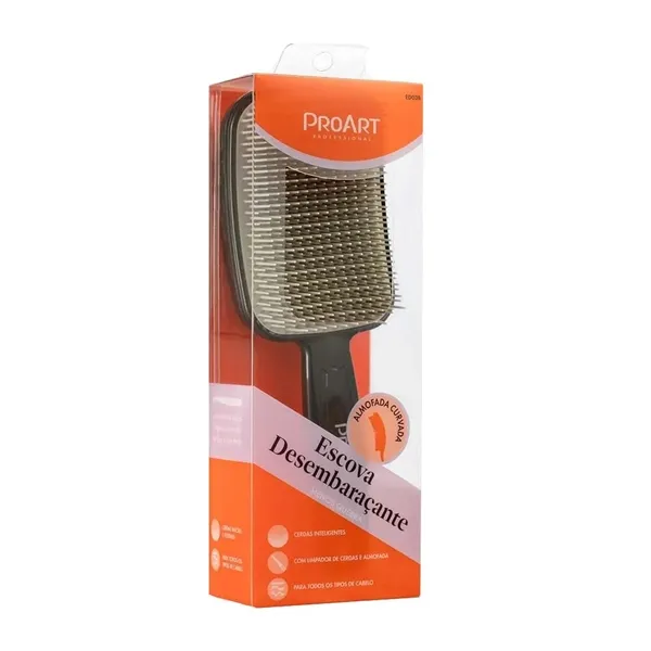 Escova Desembaraçante Preta e Cinza ProArt