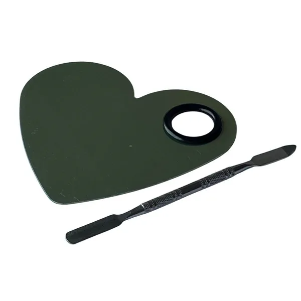 Placa Coração + Espátula Em Aço Inox Para Maquiagem