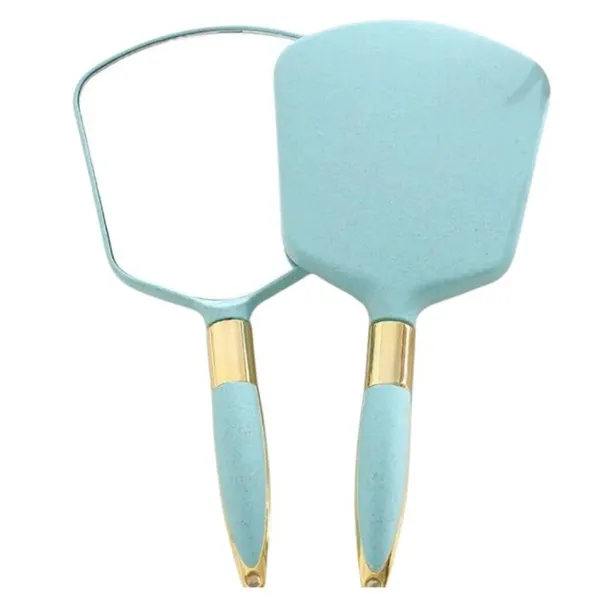 Espelho de Mão Turquesa Hexagonal