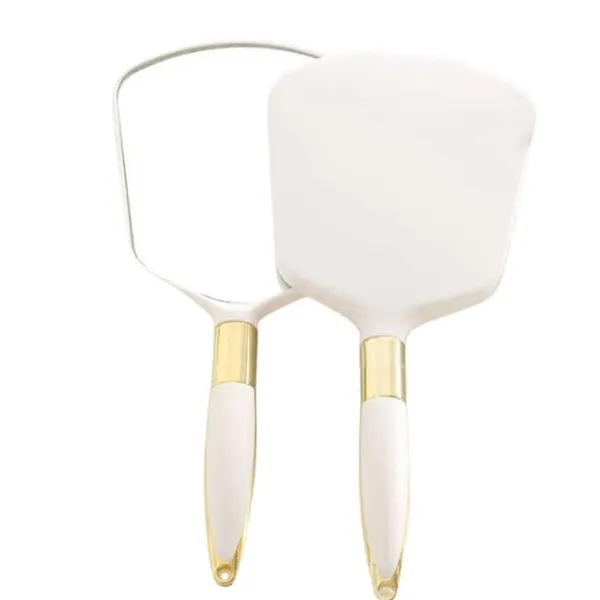 Espelho de Mão Bege Hexagonal