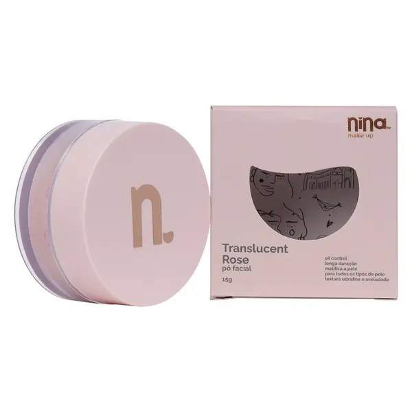 Pó Solto Facial Translucent Rosê Instant Matte Nina Makeup