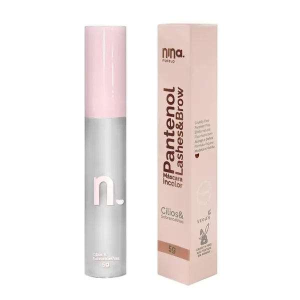 Máscara para Cílios e Sobrancelhas Incolor Pantenol Lashes Nina Makeup