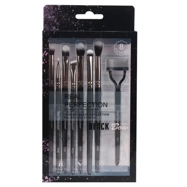 Kit de Pincéis para Olhos Real Perfection – 8 peças | Classic Black Collection