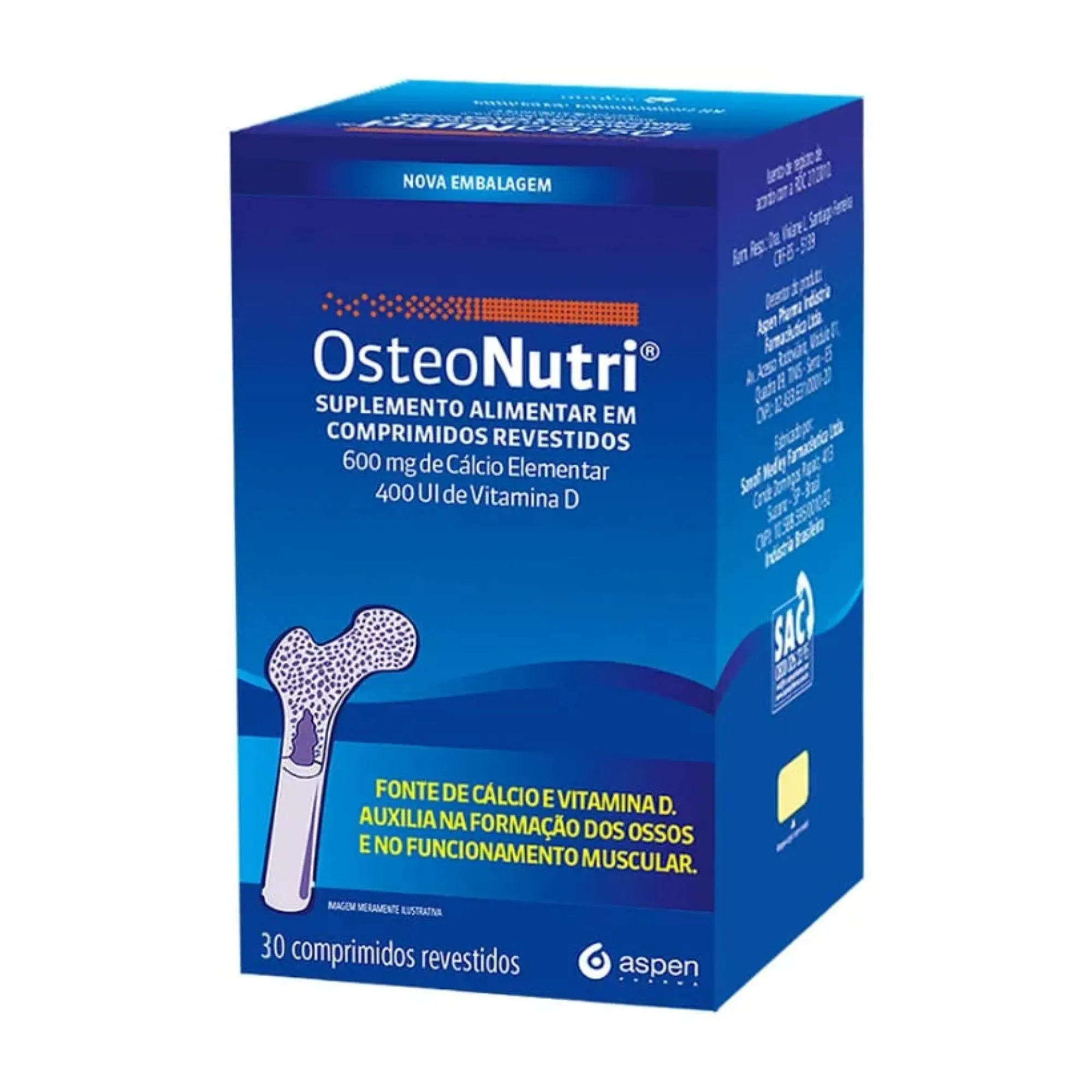 Osteonutri 600mg + 400ui 30 Comprimidos Revestidos