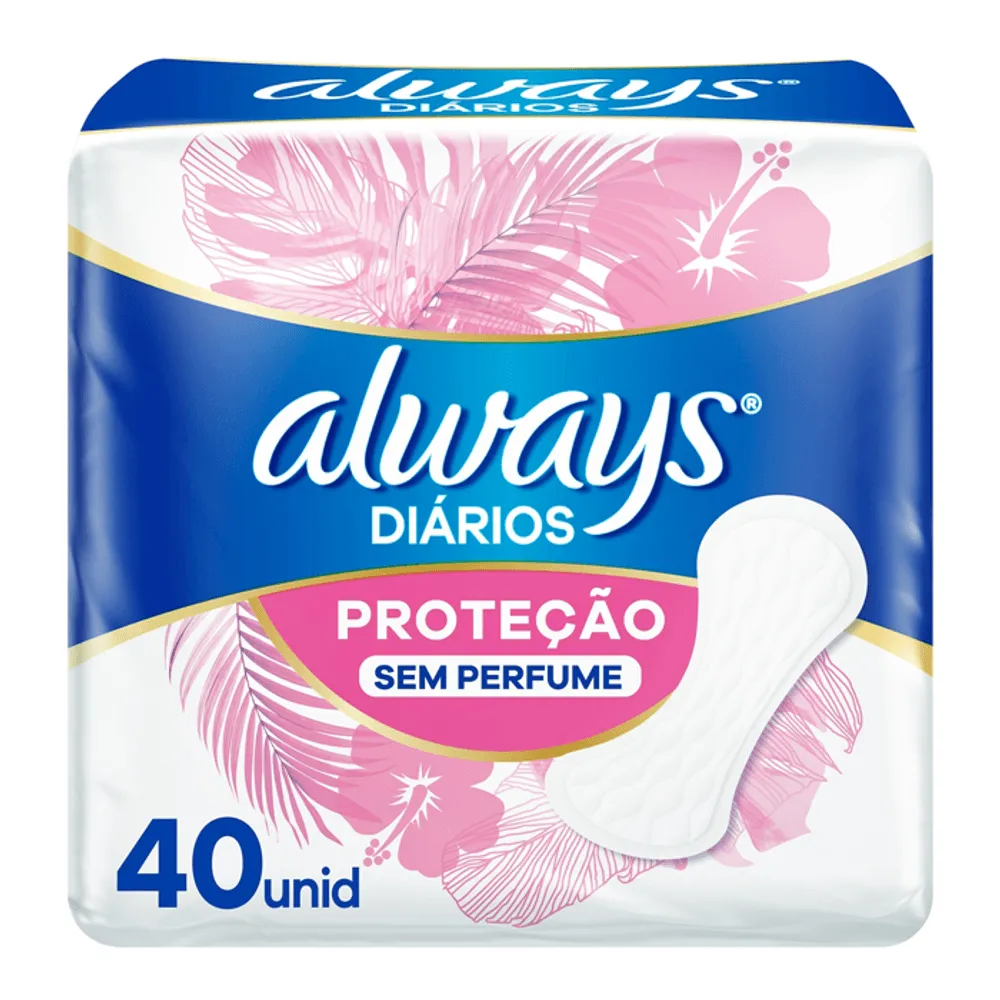 Protetor Diário Always Sem Abas Sem Perfume 40 Unidades Leve Mais Por Menos