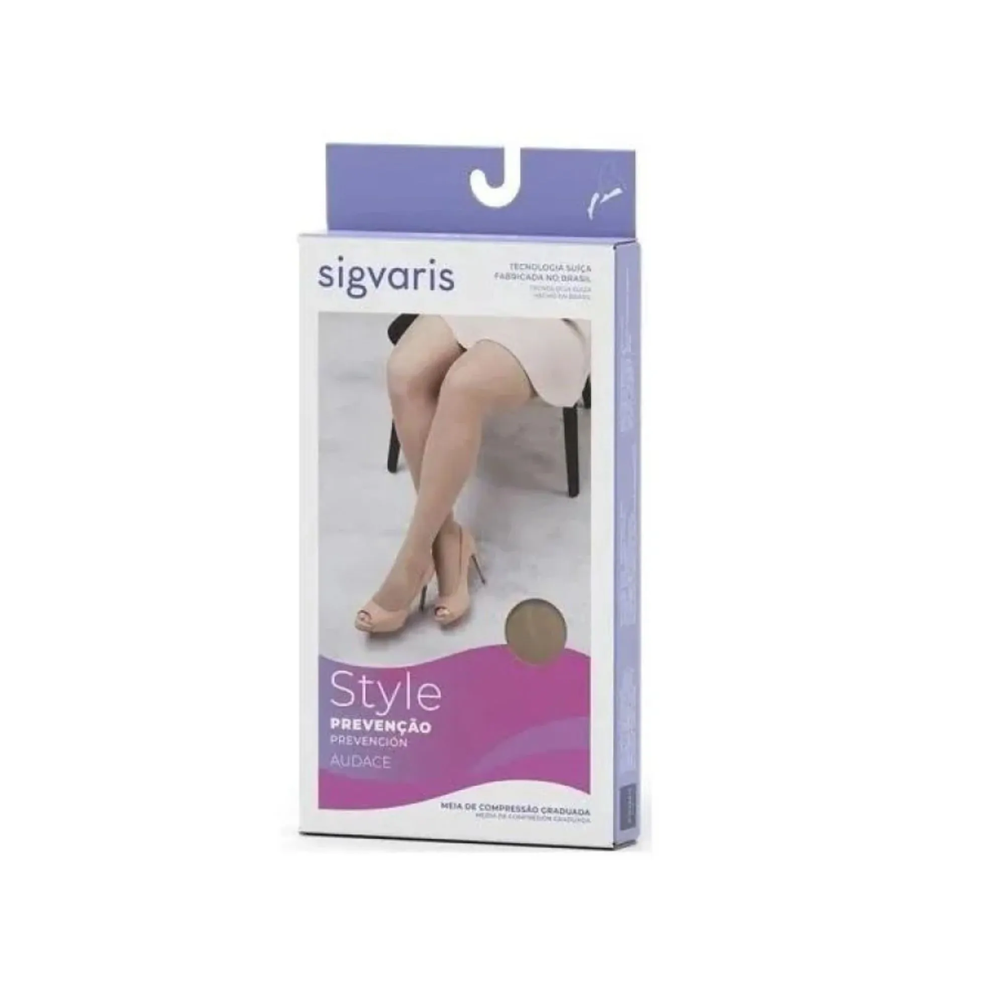 Meia 3/4 Suave Compressão 15-20mmhg Aberta Natural M Audace