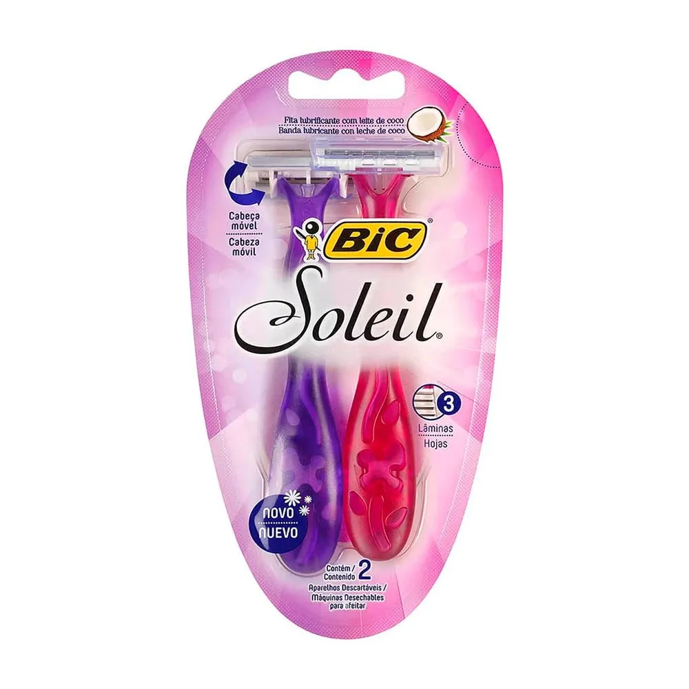 Aparelho Para Depilar Bic Soleil Roxo E Rosa 2 Unidades