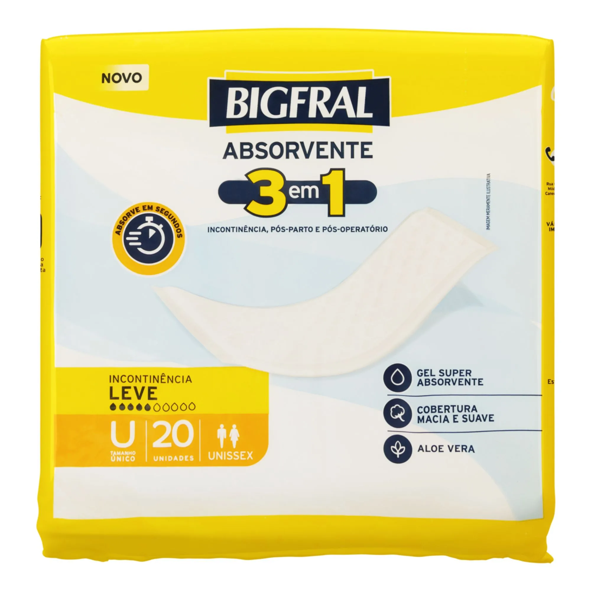 Absorvente Geriátrico Bigfral 3 Em 1 Unissex Leve 20 Unidades