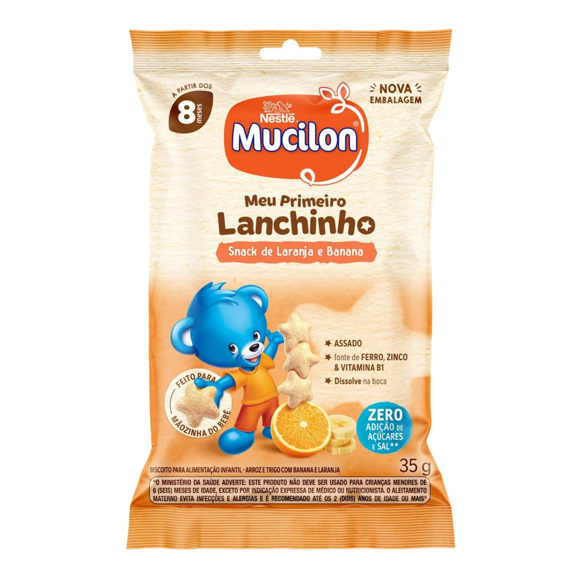 Mucilon Snack Biscoito Meu Primeiro Lanchinho Laranja E Banana 35g