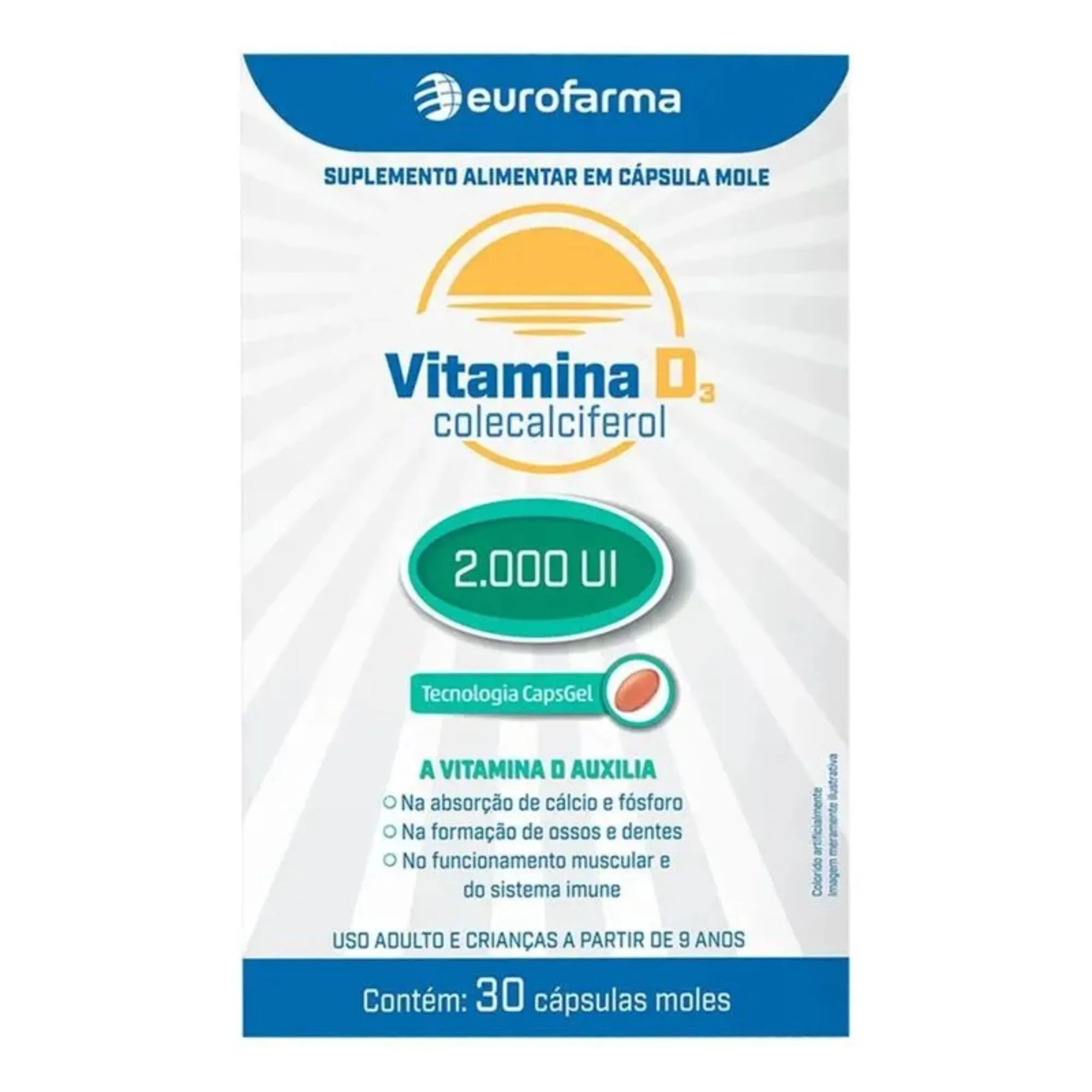 Vitamina D 2.000ui 30 Cápsulas Eurofarma