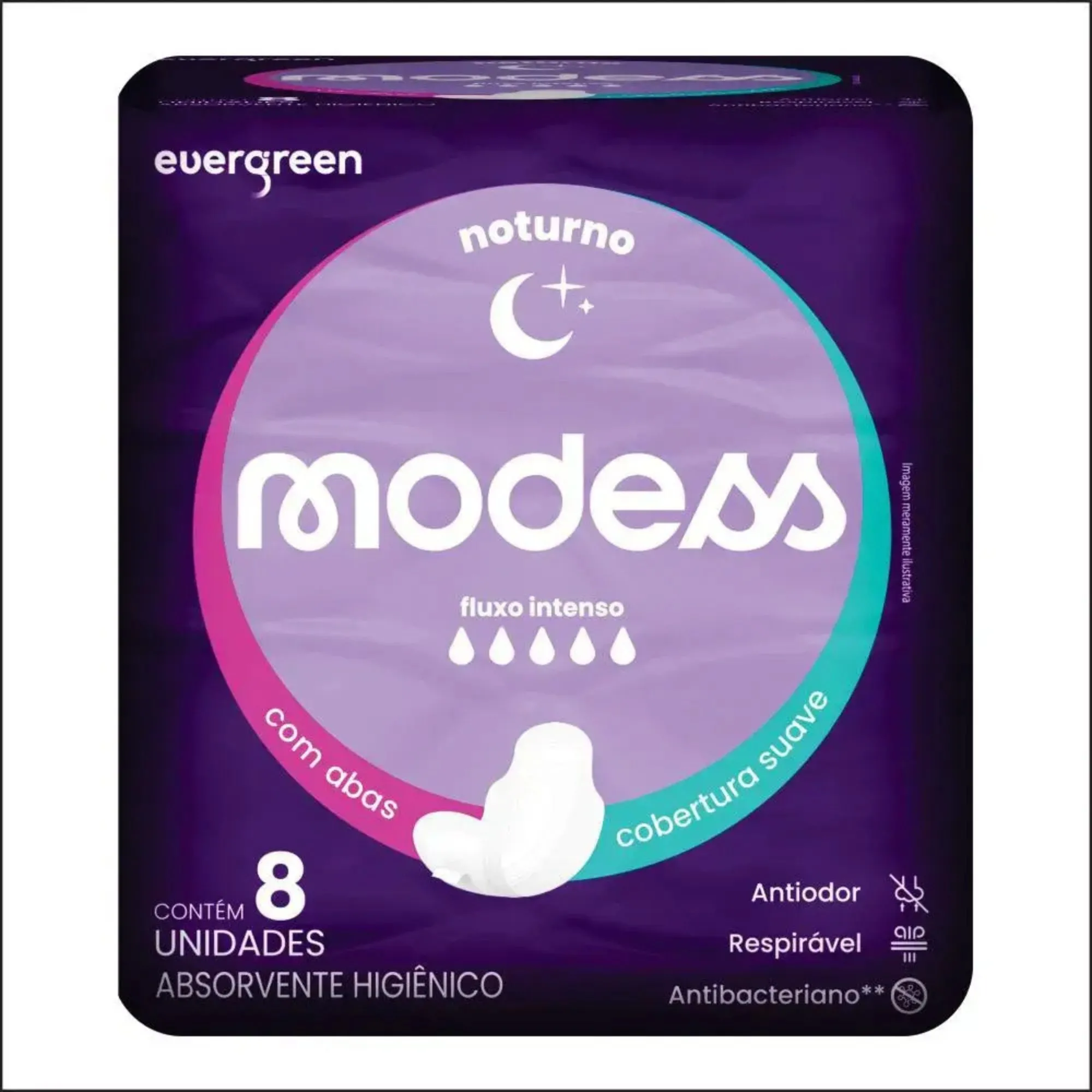 Absorvente Modess Noturno Com Abas Cobertura Suave 8 Unidades