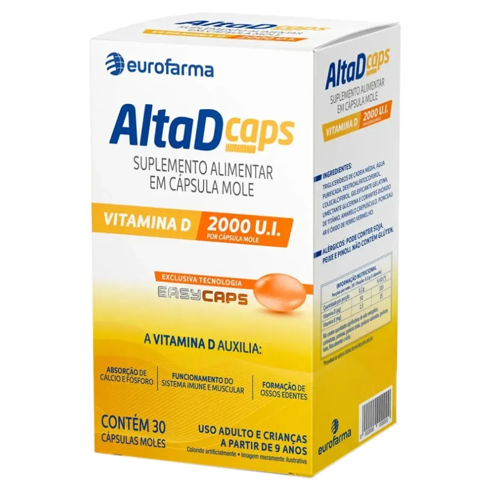 Vitamina D 2.000ui Altad Caps 30 Cápsulas