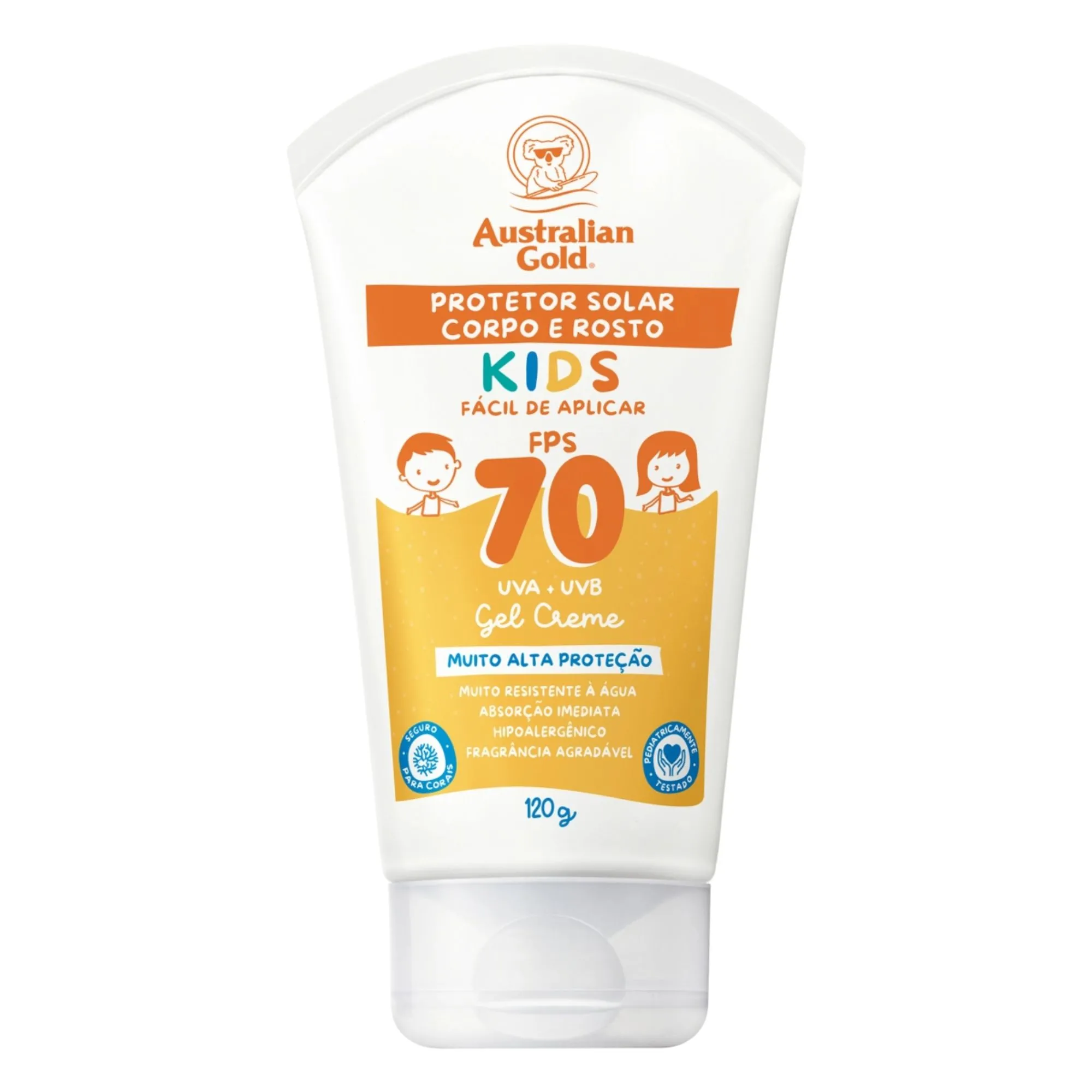 Protetor Solar Corporal Gel Creme Fps 70 Australian Gold Kids 120ml