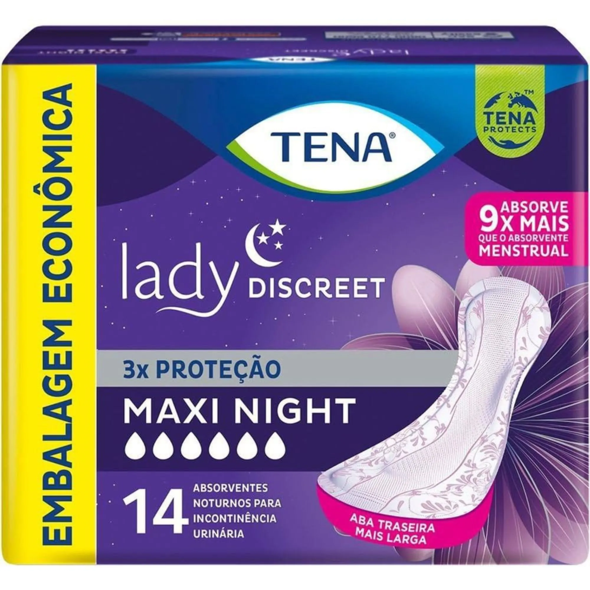Absorvente Para Incontinência Urinária Tena Lady Discreet Maxi Night Feminino 14 Unidades