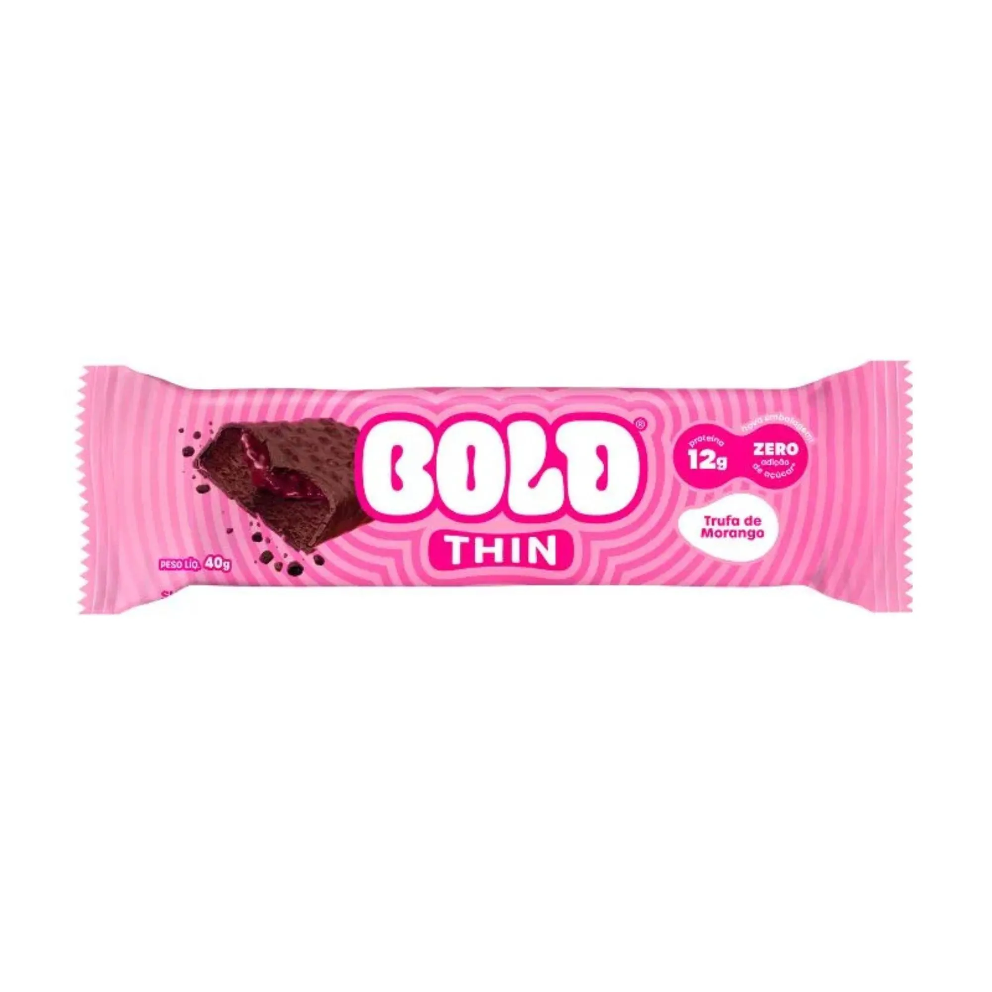 Barra De Proteína Bold Thin Trufa De Morango 40g