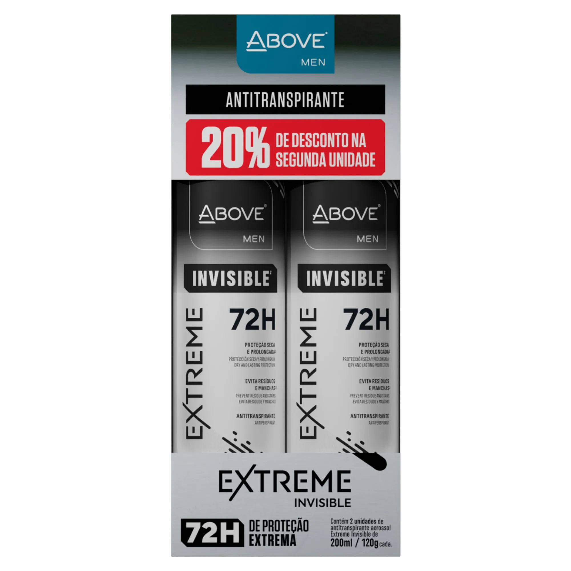 Antitranspirante Aerosol Above Extreme Invisible 2 Unidades 200ml