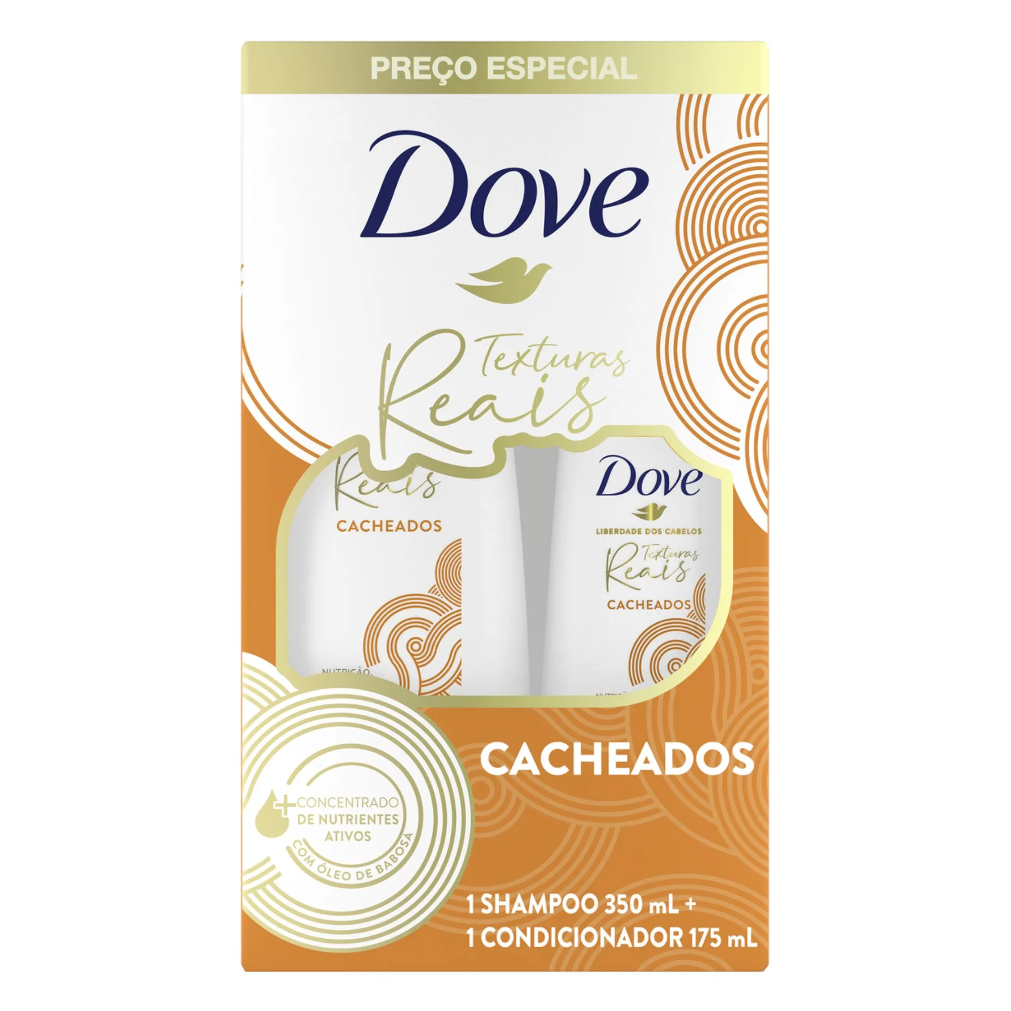 Kit Shampoo Dove Texturas Reais Cacheados 350ml + Condicionador 175ml