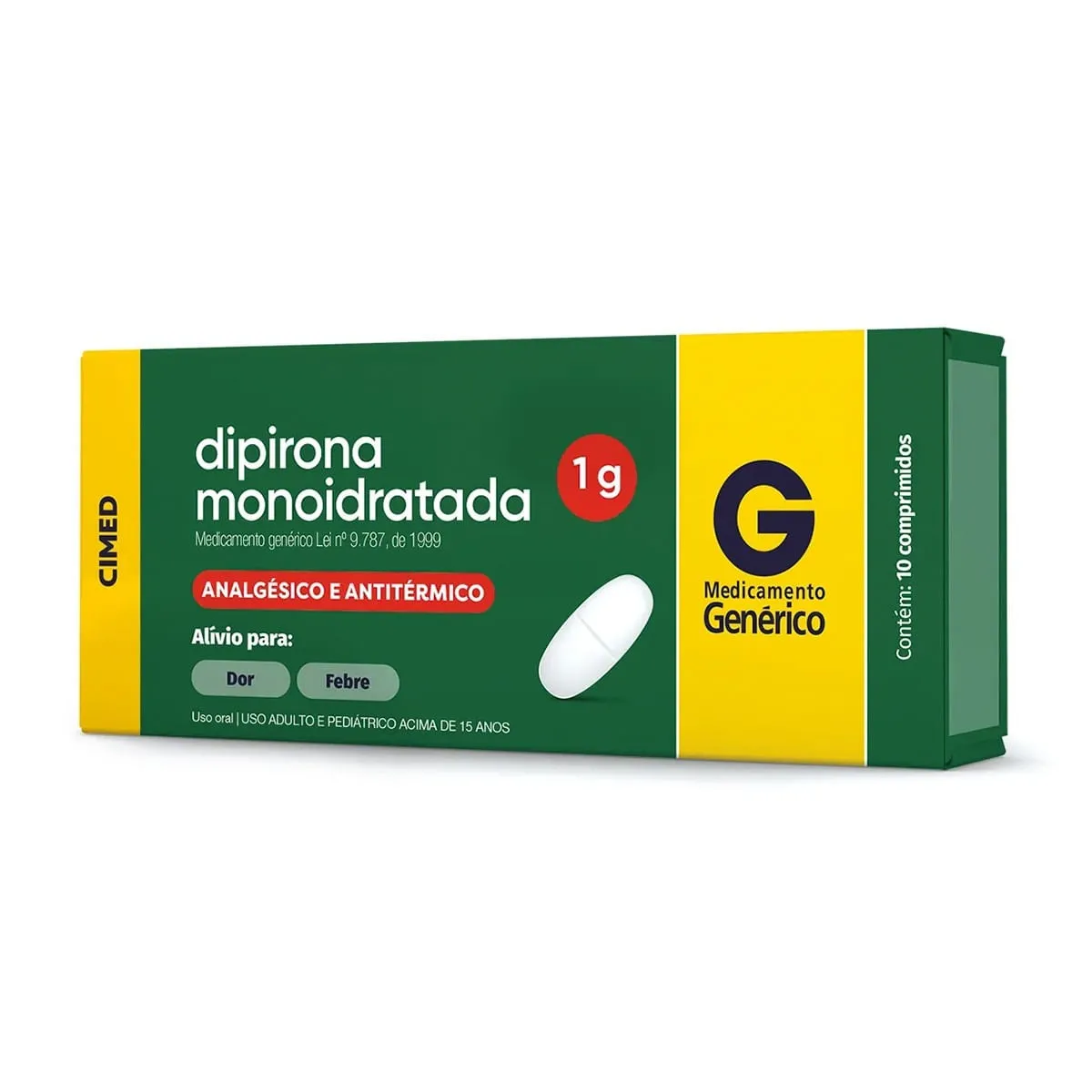 Dipirona 1g 10 Comprimidos Cimed Genérico