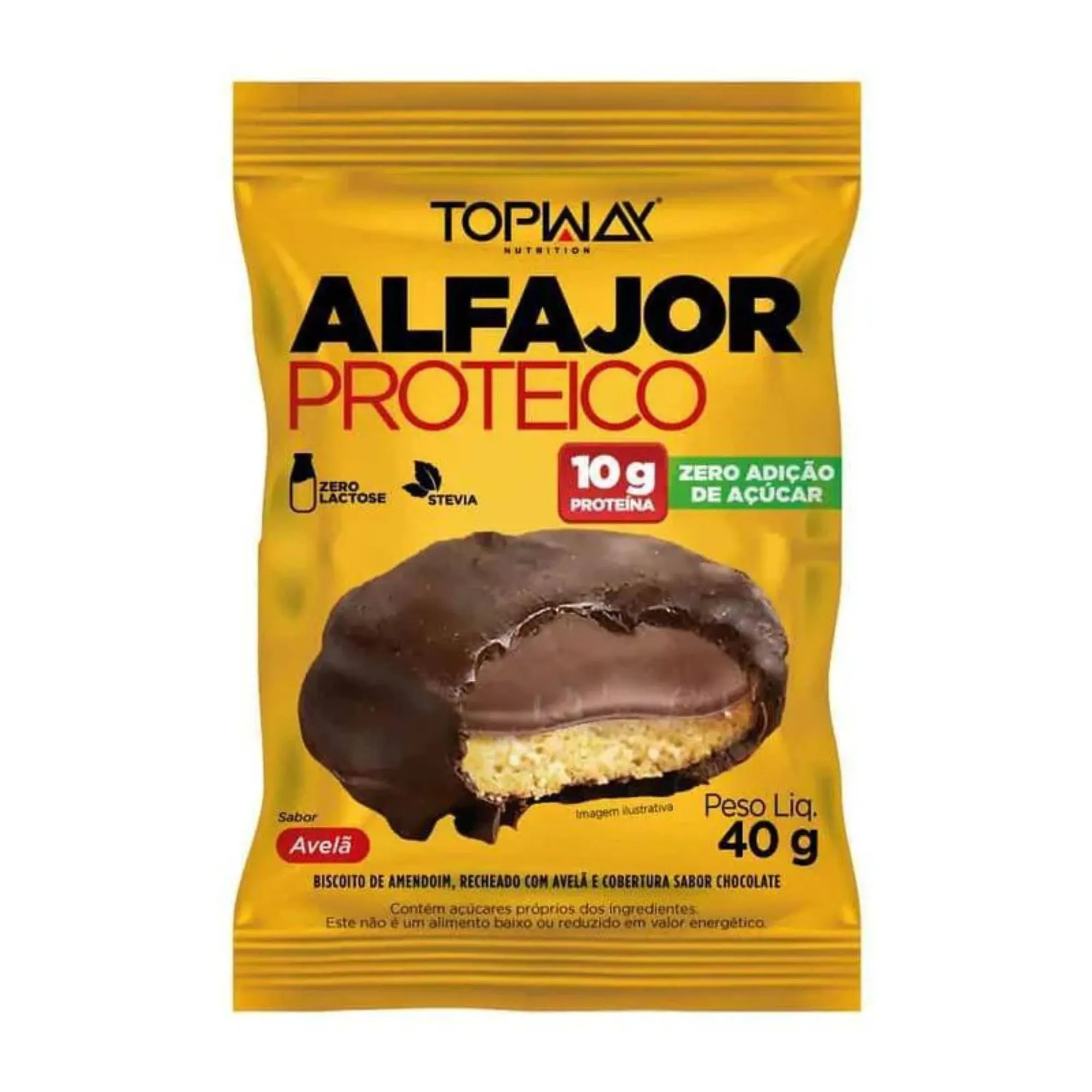 Alfajor Proteico Topway Sabor Avelã 10g De Proteína 40g