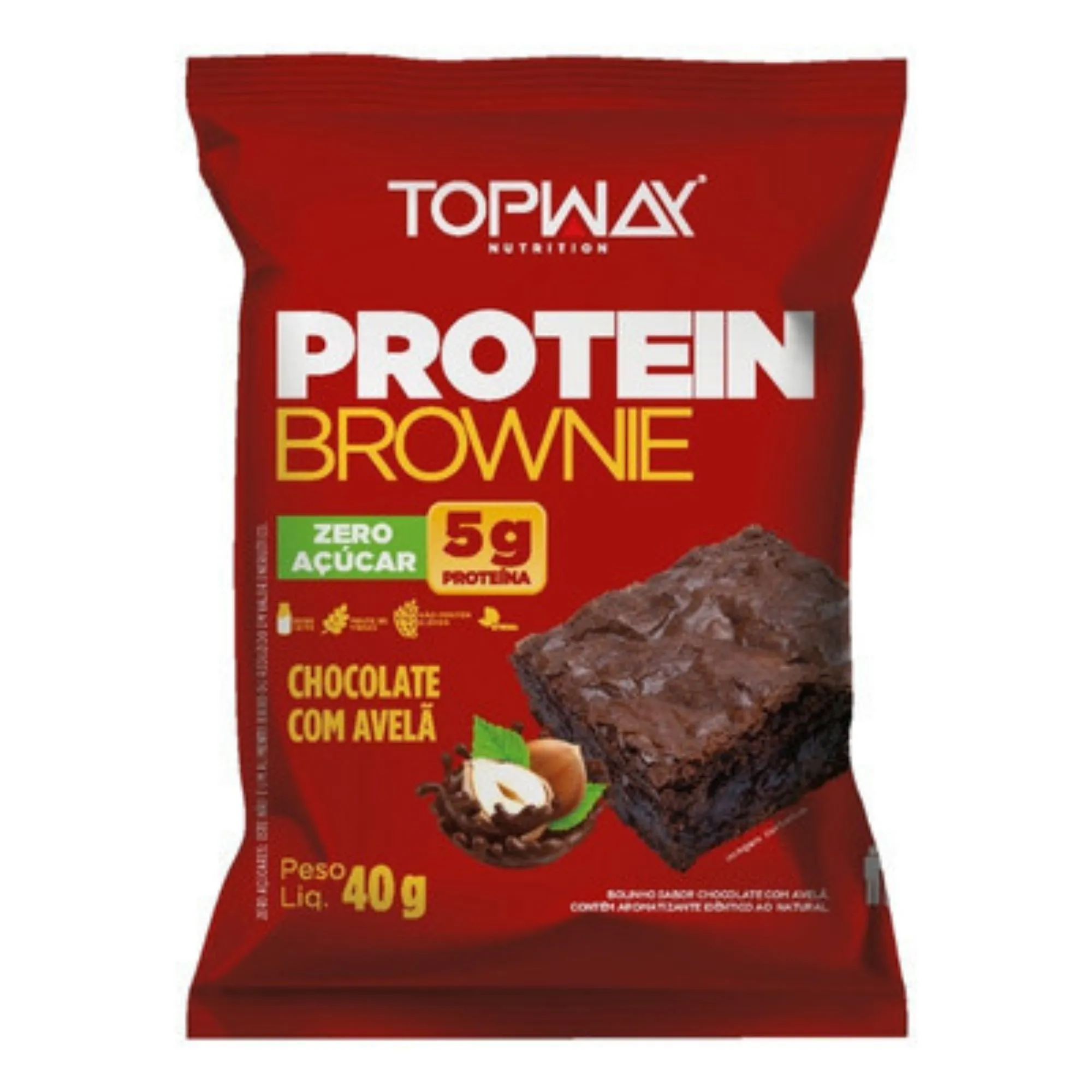 Protein Brownie Chocolate Com Avelã Top Way 5g De Proteína 40g