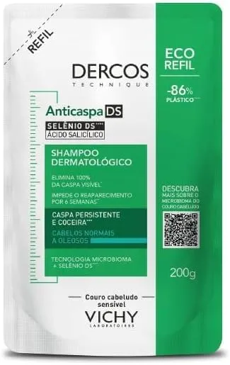 Refil Shampoo Anticaspa Dercos Vichy Normais A Oleosos 200g