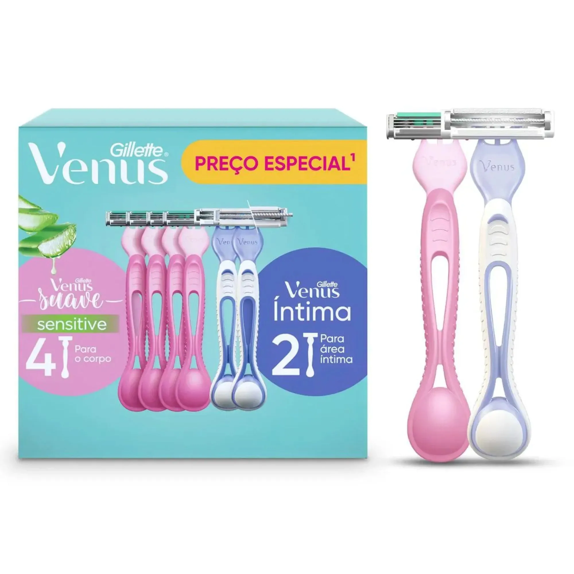 Kit Gillette Venus Suave 4 Unidades + Venus Íntima 2 Unidades