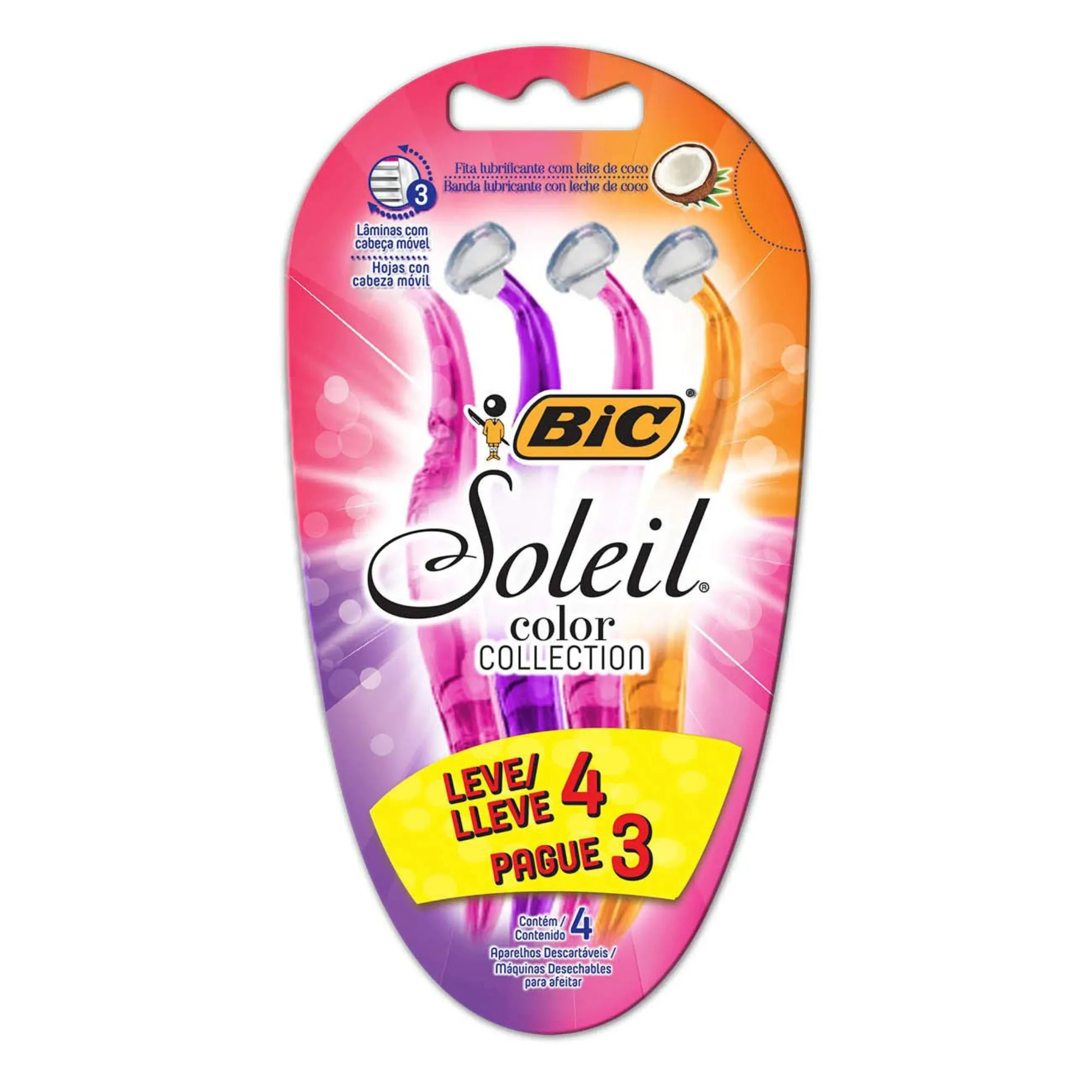 Aparelho Para Depilação Descartável Bic Soleil Color Collection Leve 4 Pague 3