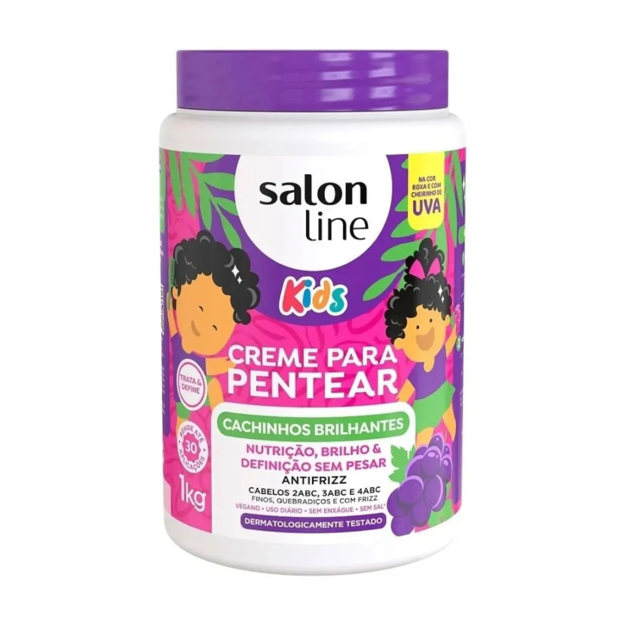 Creme Para Pentear Salon Line Kids Cachinhos Brilhantes Uva 1kg