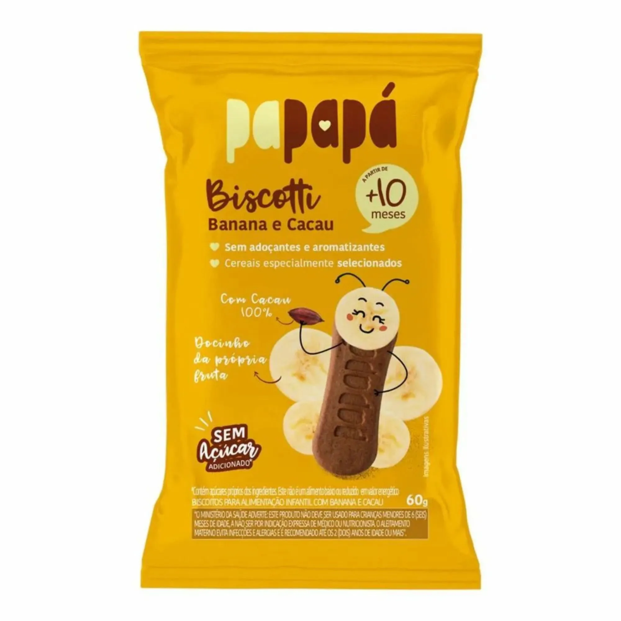 Biscoito Infantil Papapá Biscotti Banana E Cacau 60g