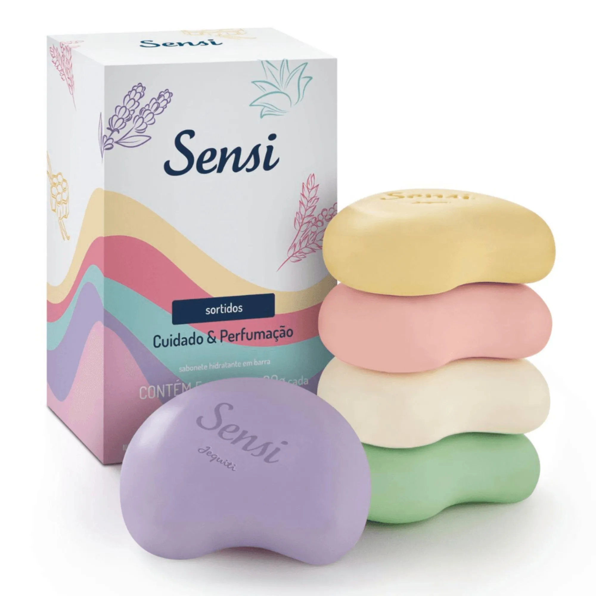 Sabonete Em Barra Jequiti Sensi Cuidado & Perfumação 5 Unidades 80g