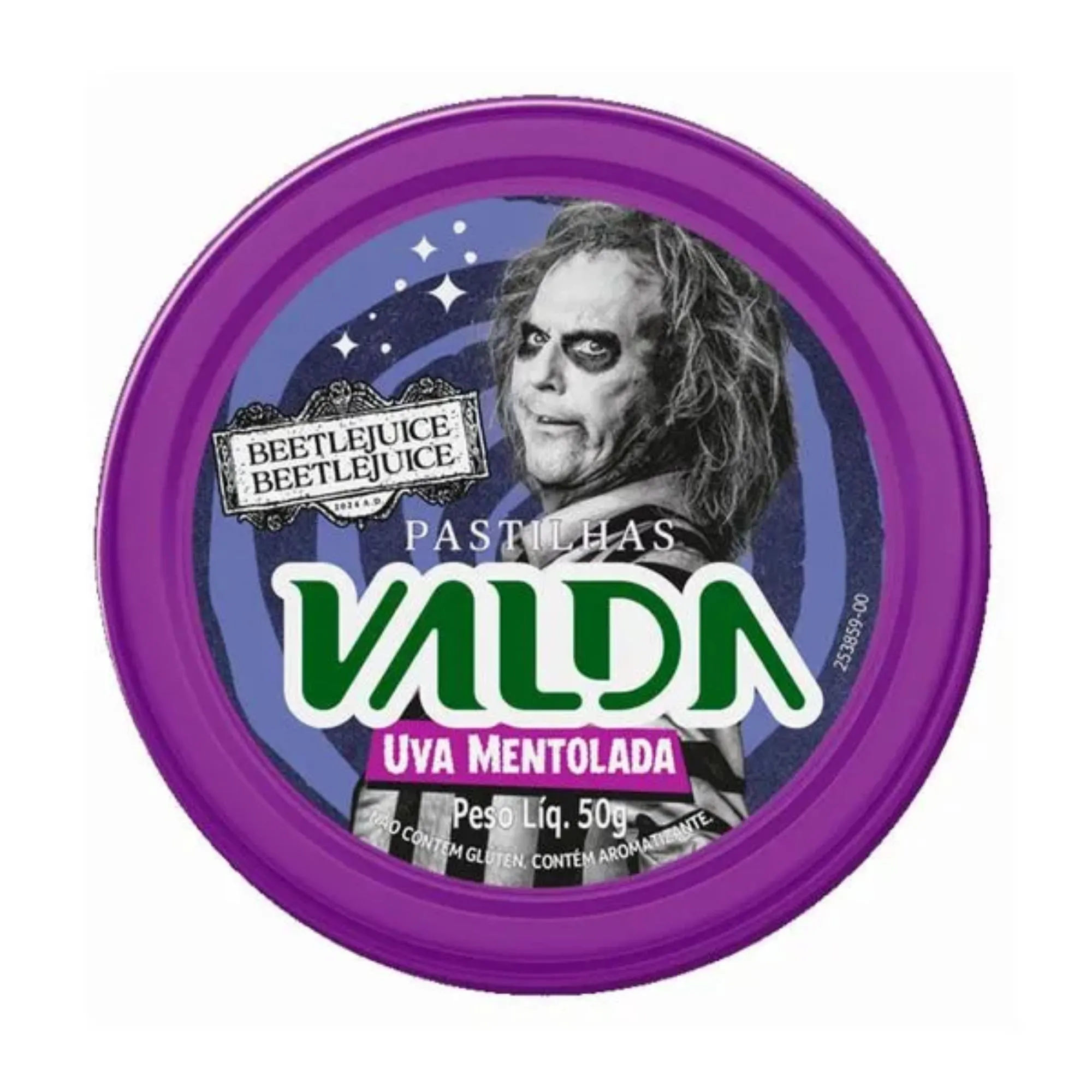 Pastilhas Valda Lata Beetlejuice Uva Mentolada 50g
