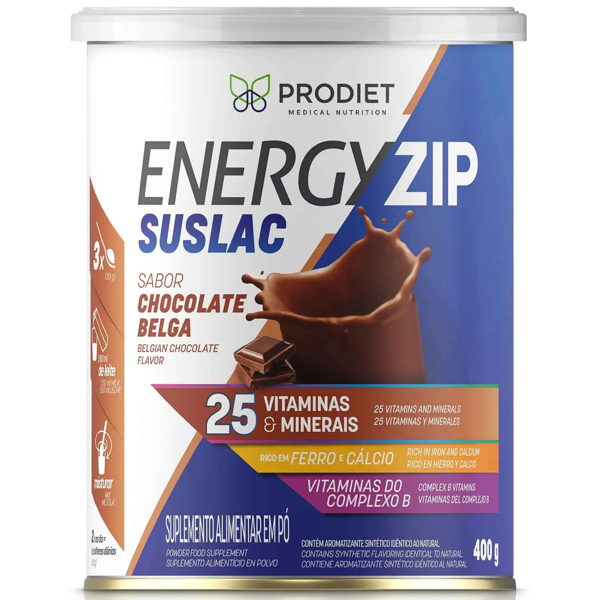 Suplemento Alimentar Energyzip Suslac Chocolate - 400g
