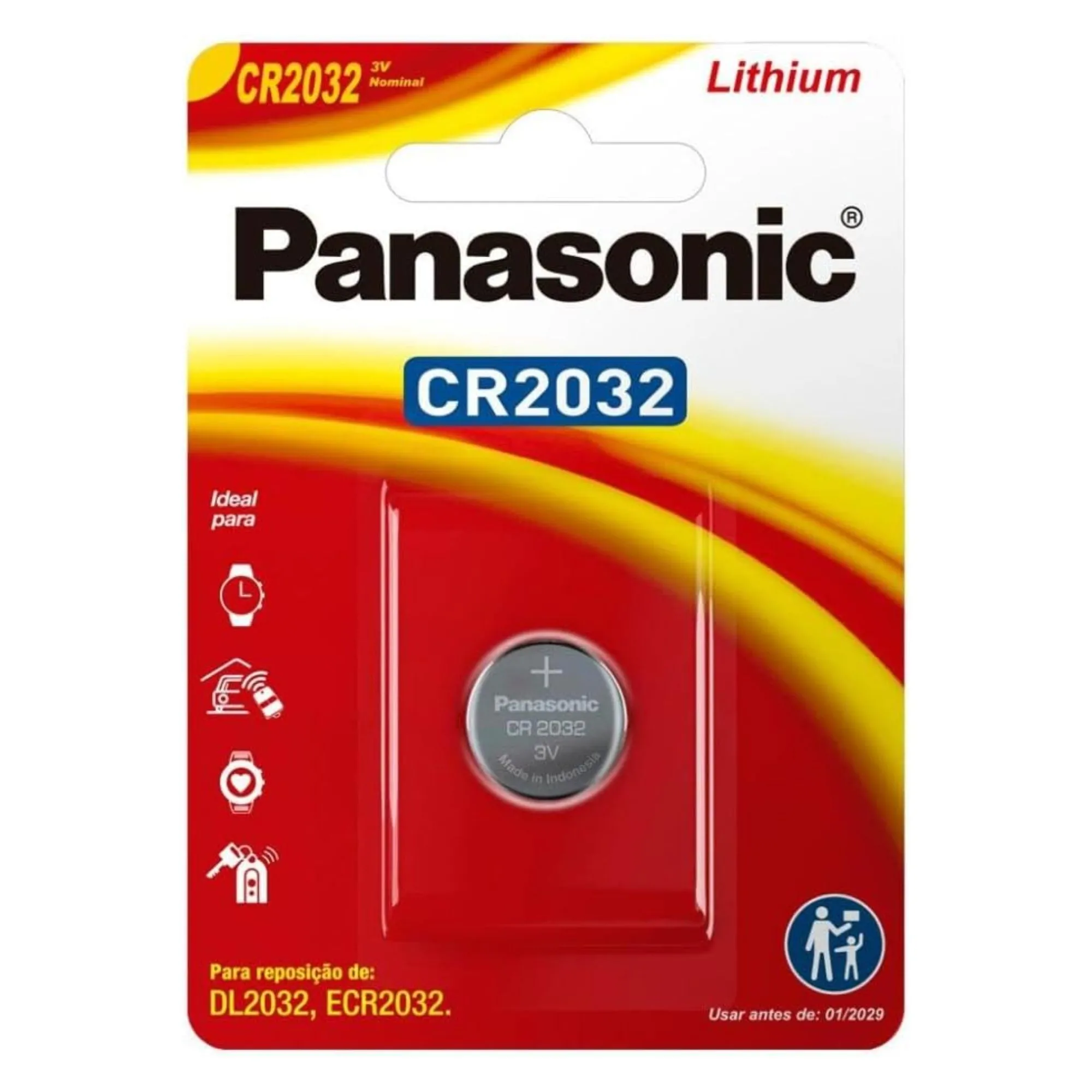Bateria Panasonic De Lithium Botão Cr2032 Unidade