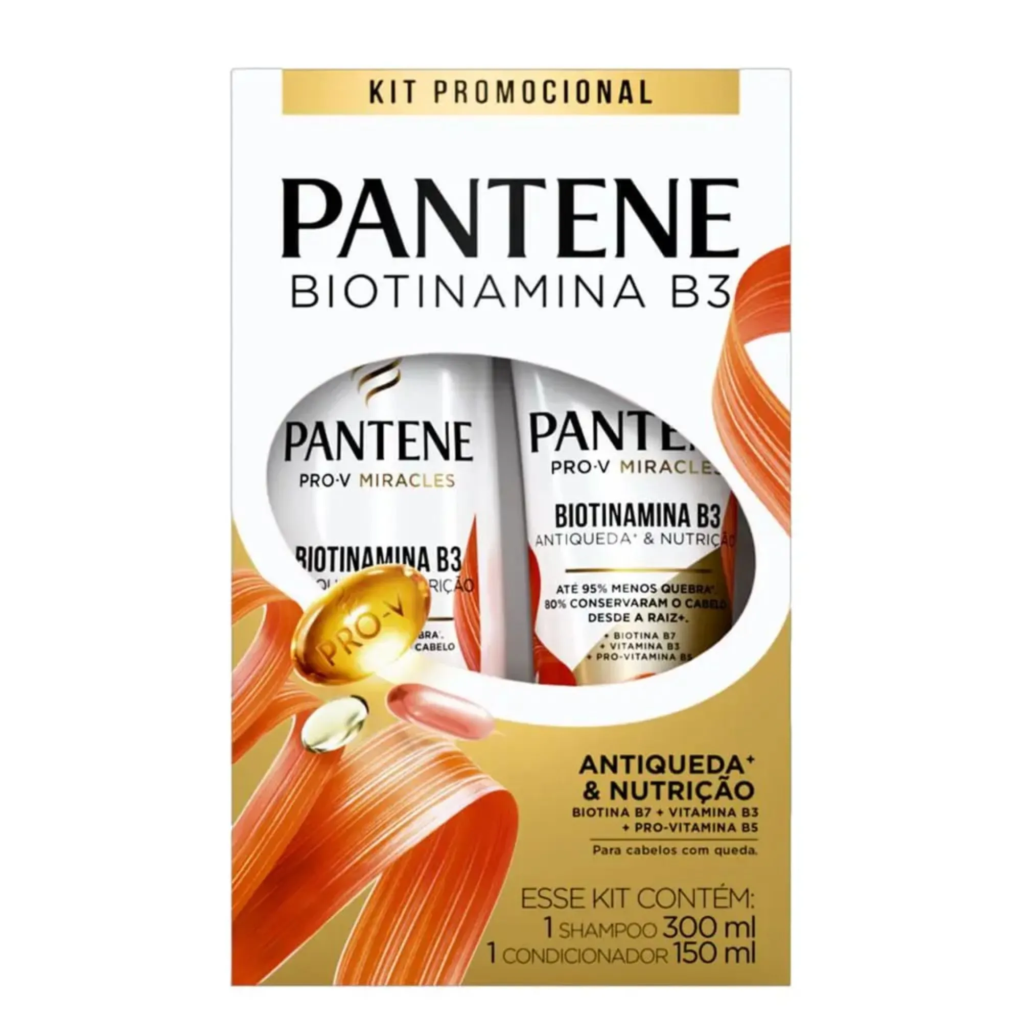 Kit Pantene Biotinamina B3 Antiqueda & Nutrição Shampoo 300ml + Condicionador 150ml