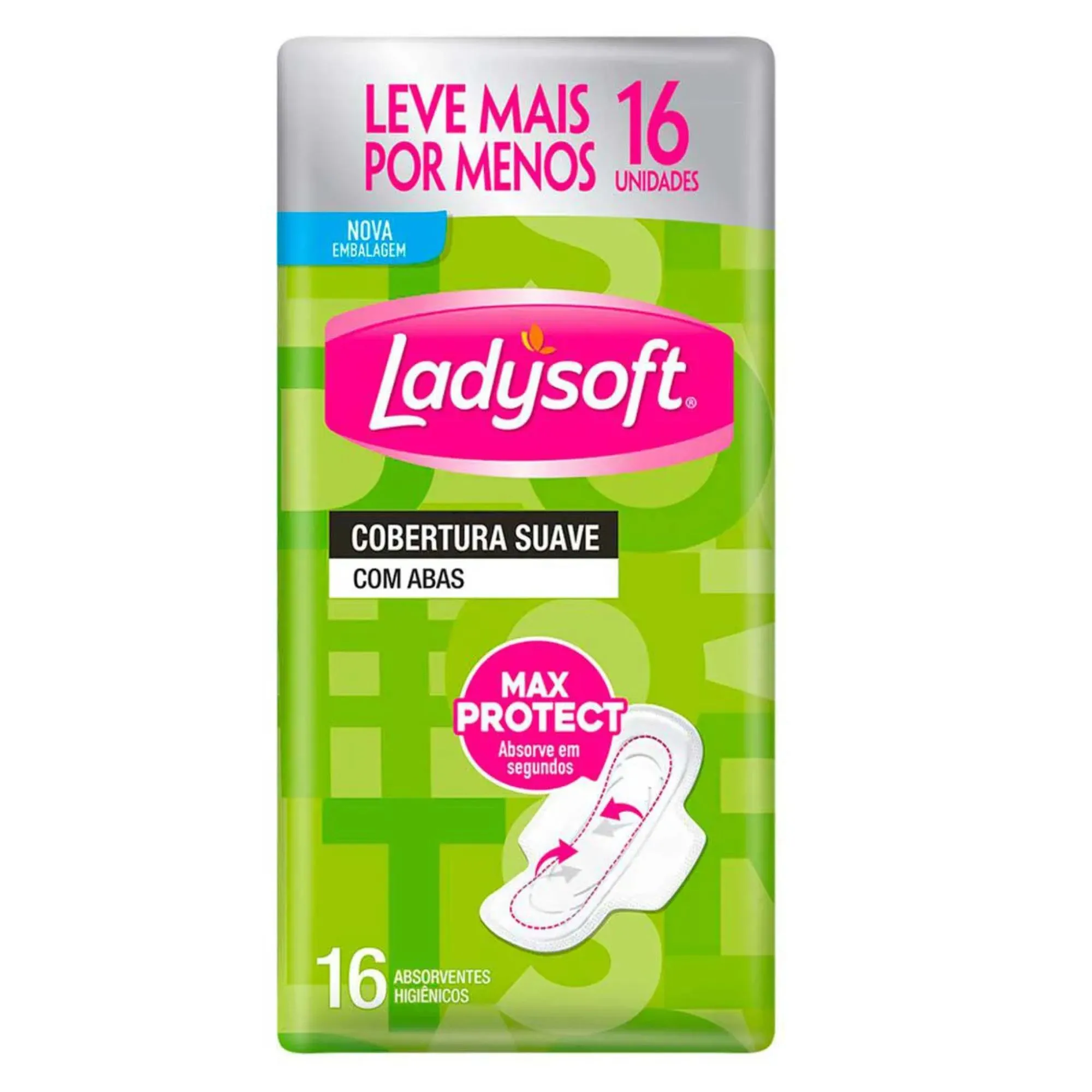Absorvente Ladysoft Cobertura Suave Com Abas 16 Unidades