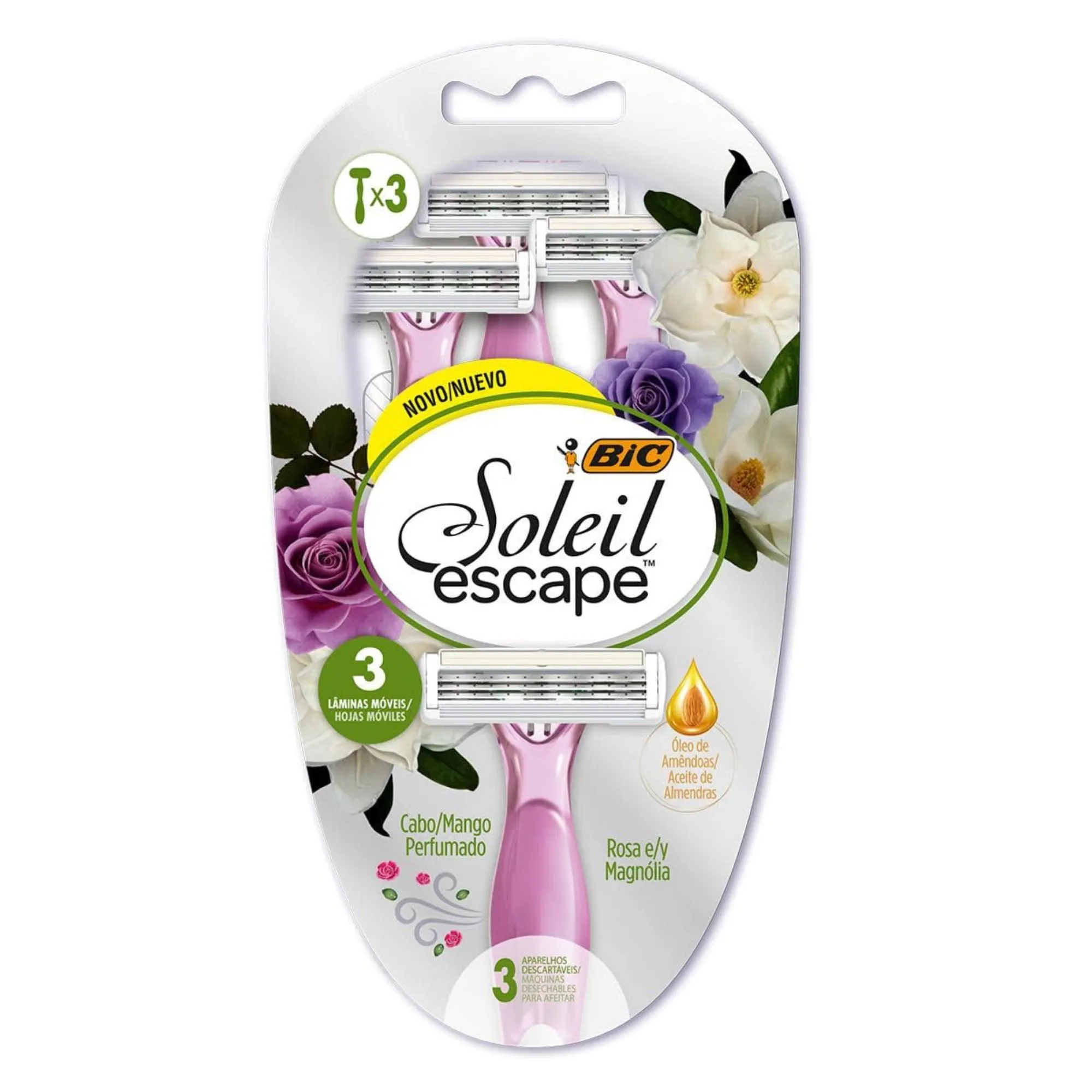 Aparelho De Depilar Bic Soleil Escape Rosa & Magnólia 3 Unidades
